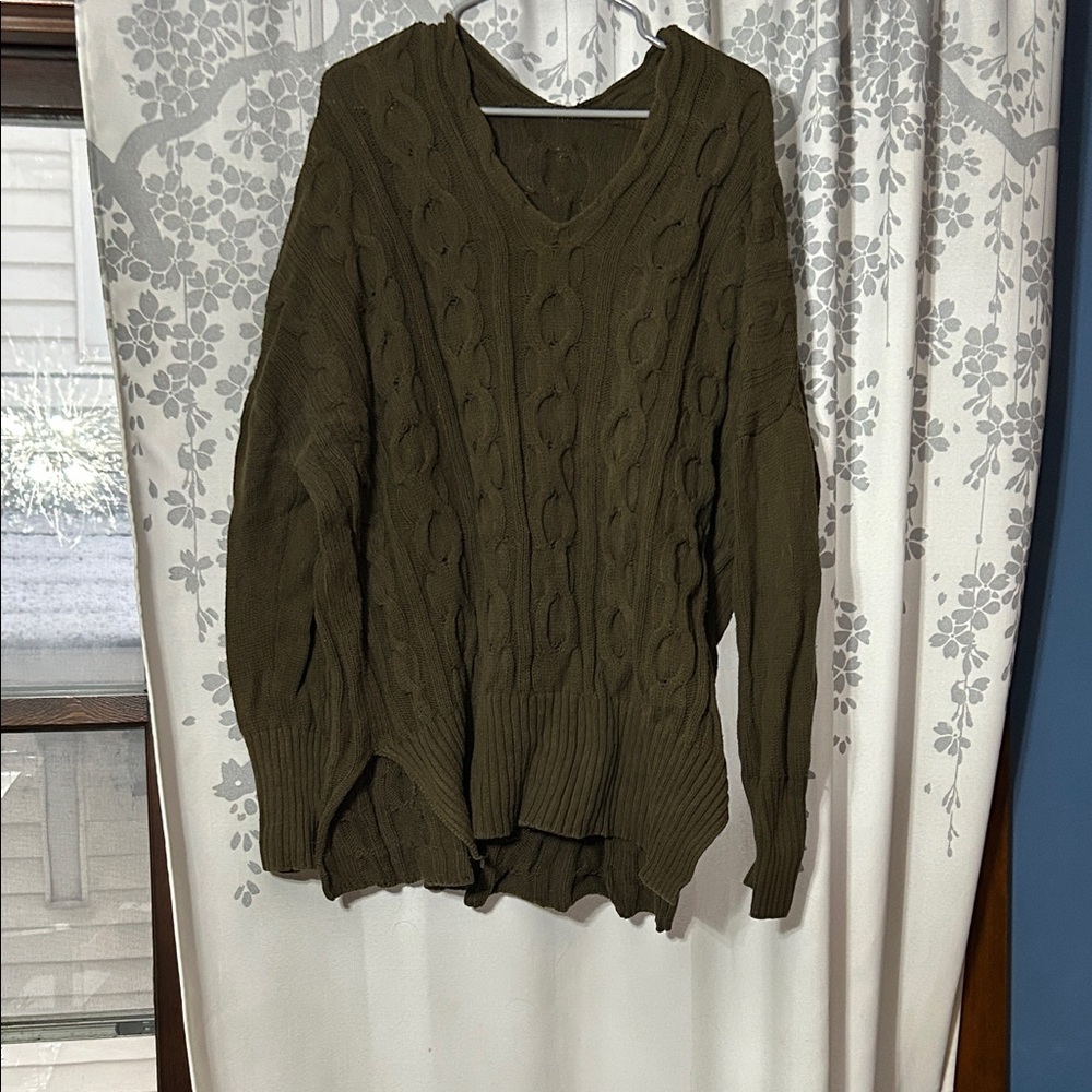 Olive Cable Knit Sweater